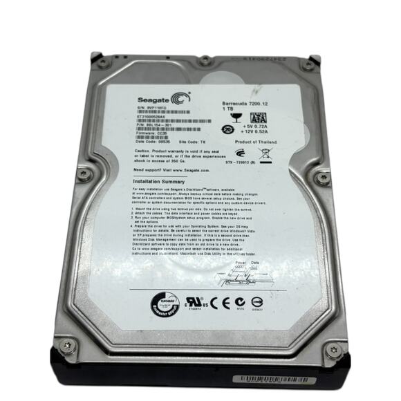 Seagate Model ST31000528AS Barracuda 7200. 12 1TB Internal Hard Drive Cache 32MB - Picture 1 of 3